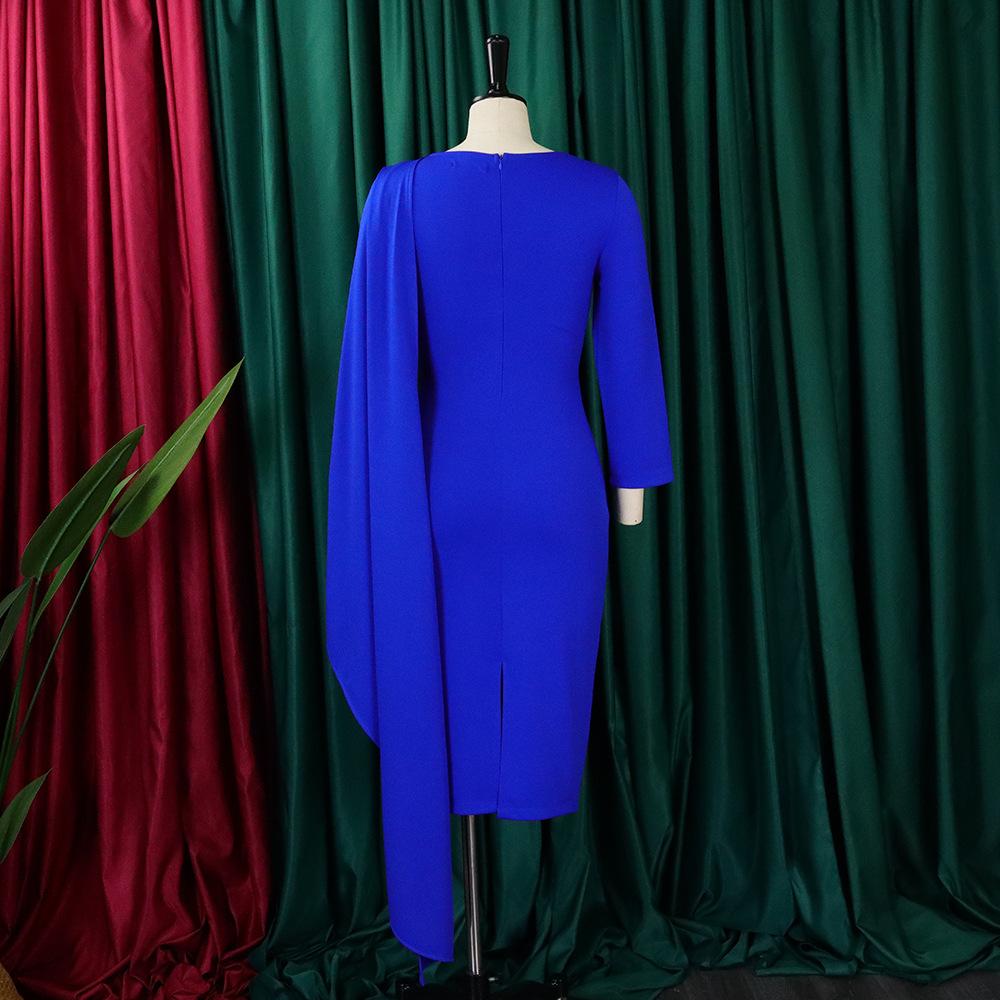 YYFS Women's Fashion Spring Fall Solid Color Print Long Sleeve O-Neck High Waist Casual Dresses