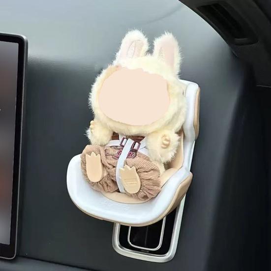 Doll Car Seat with Soft Furry Cushion Seat Cover Safety Belt Design Easy To Install Cute Doll Chair Car Interior Ornament