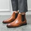 2024 Soft Leather Men's Chelsea Boots Brand Designer Boots Fashion Casual Business Ankle Boots Comfort Low Heel Boots Size 38-46