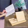 Wooden Triangle Book Stand With Cup Holder Home Office Reading Desk Organizer Natural Solid Wood