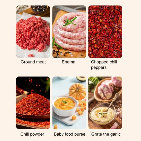 Meat Grinder Stainless Steel Blade Manual Mincer 3-in-1 Sausage Maker Low Noise Operation Kitchen Meat Grinder