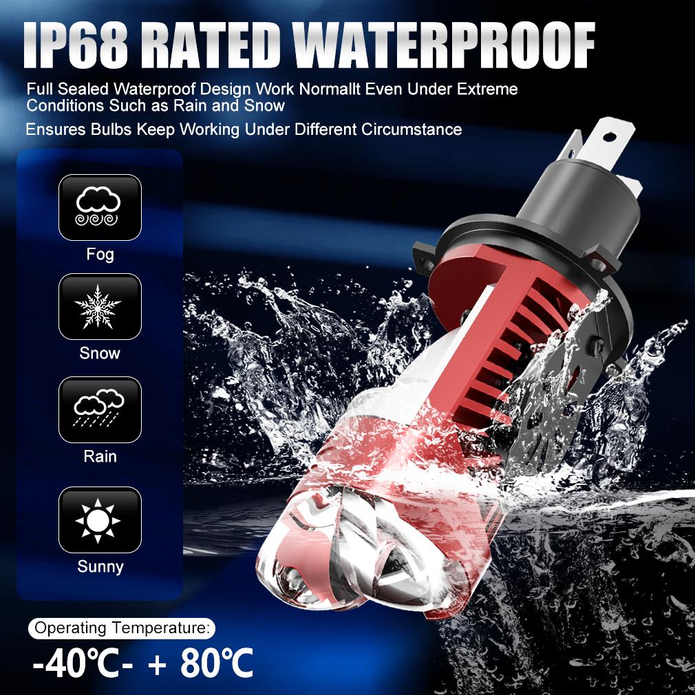 2 шт. H4 светодиодный двойной объектив проектора автомобильные фары комплект ламп для мотоцикла Canbus 100 Вт 30000LM дальний ближний свет мини турбо-мото лампа LHD RHD 12 В 24 В