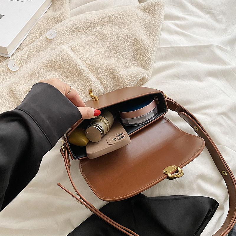 Сумки-седла через плечо для женщин, трендовые модные сумки из искусственной кожи 2024, маленькие сумки на плечо и кошельки, однотонная винтажная сумка