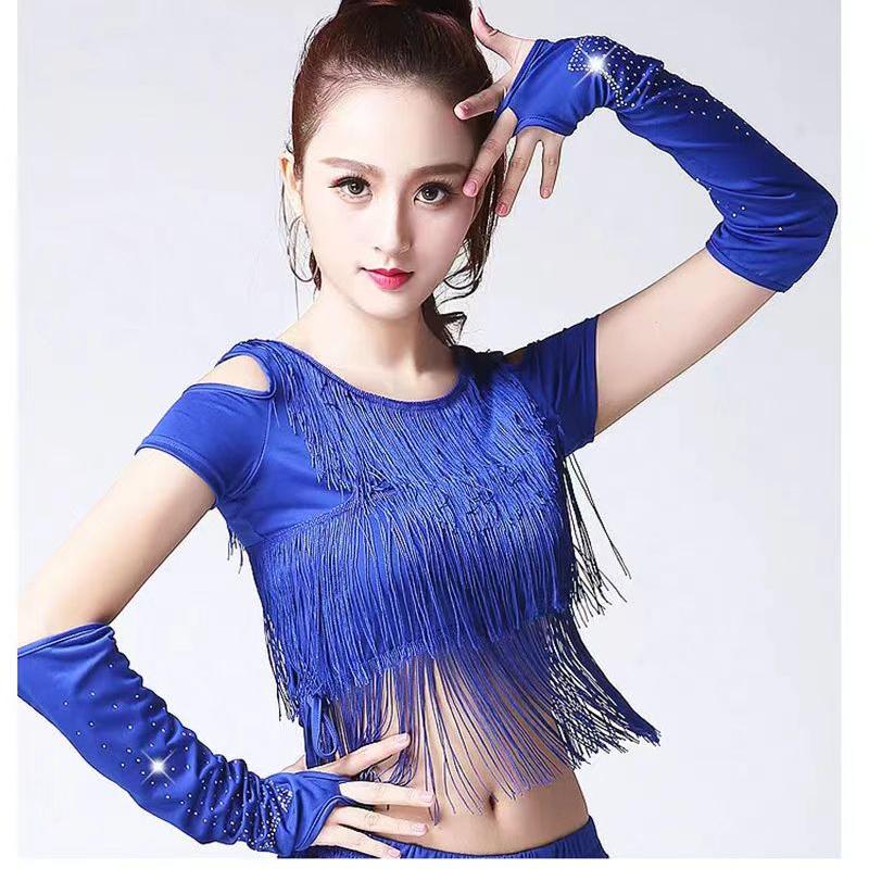 Sexy Lace Gloves Latin Stage Dance Stage Performance Arm Sleeves Female Mesh Flash Drilling Rhinestone Half Finger Gloves S155