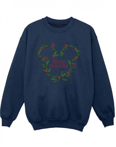 Disney Boys Mickey Mouse Merry Christmas Holly Sweatshirt