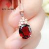 New Flower Shape Temperament Oval Imitation Ruby Group Inlaid Treasure Pendant Women's Fashion Necklace Collarbone Necklace