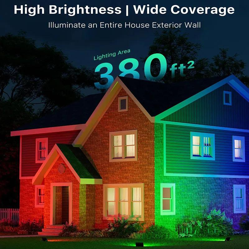Led Flood Light Outdoor Color Changing Stage Landscape Lights Remote APP Control Floodlights IP66Waterproof for Garden Yard Wall