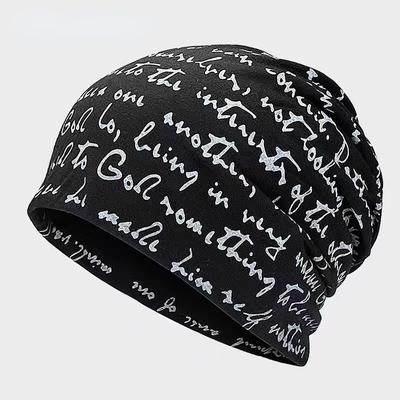 Хип-хоп шапки Skullies с буквенным принтом, мужская готическая шляпа, тонкая осенняя уличная одежда, женская хлопковая зимняя ночная шапка, повязка на голову
