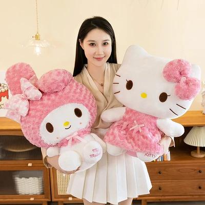 65 см Sanrio Hello Kitty Кавайная Роза My Melody Плюшевая Игрушка Аниме Мультфильм Аниме Большой Размер Мягкая Набивная Кукла Подушка Детский Подарок на День Рождения