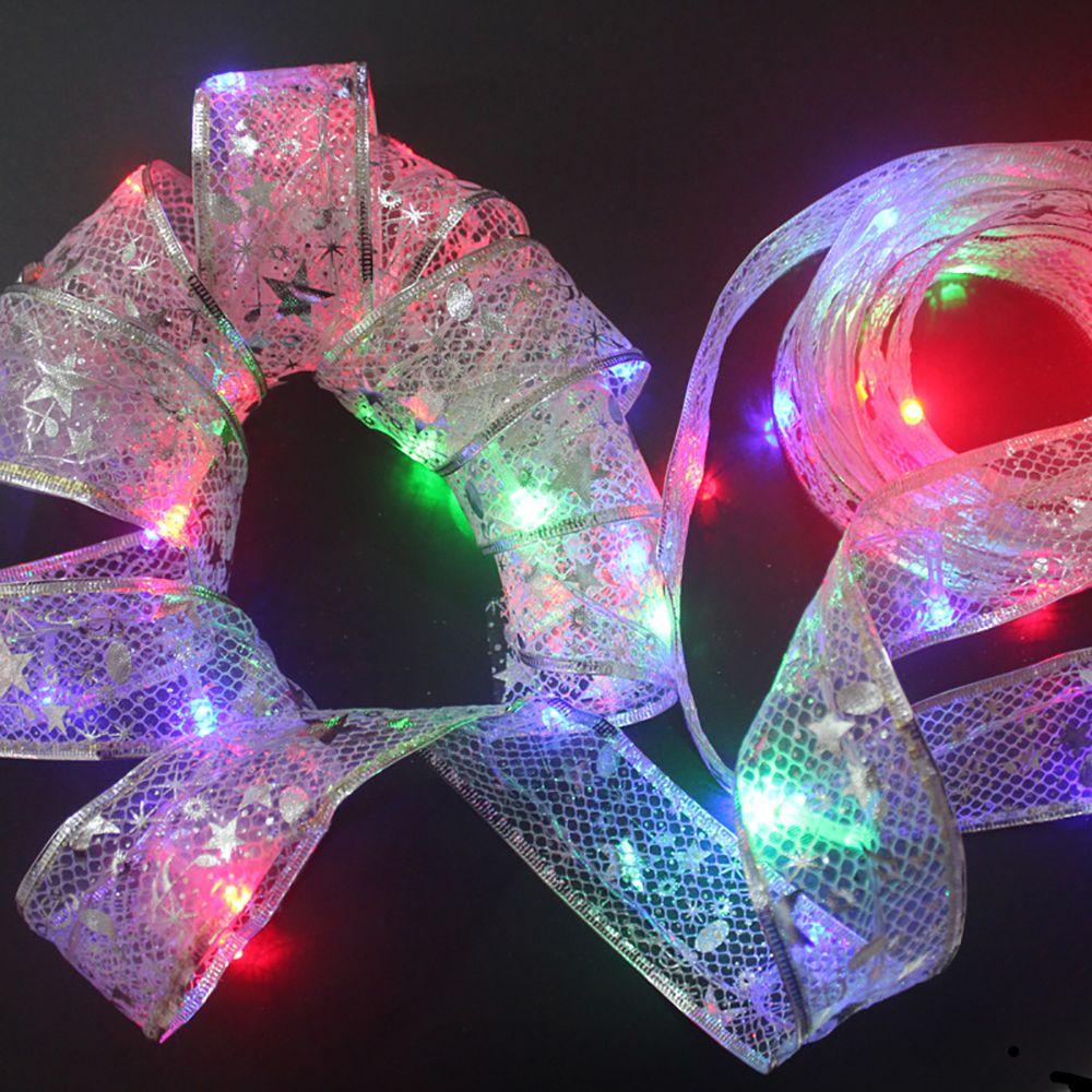 LED Lights Christmas Ribbon Christmas Tree Decorations Ribbon Bows Lights Xmas Tree Ornaments