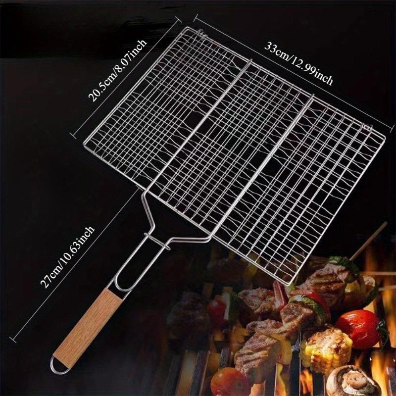 Barbecue Mesh Clip, Durable, Safe and Non-toxic, Vegetable and Meat Barbecue Mesh Clip with Detachable Handle