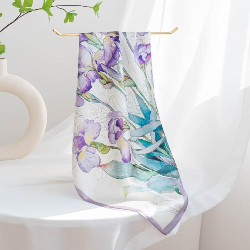 Elegant Silk Square Scarf Women Vintage Style 53x53cm Mulberry Accessory