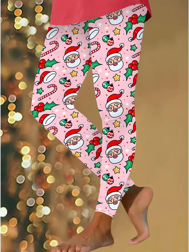 Womens Christmas Festival Prints Stretch Yoga Leggings Fitness Running Gym Sports Active Pants