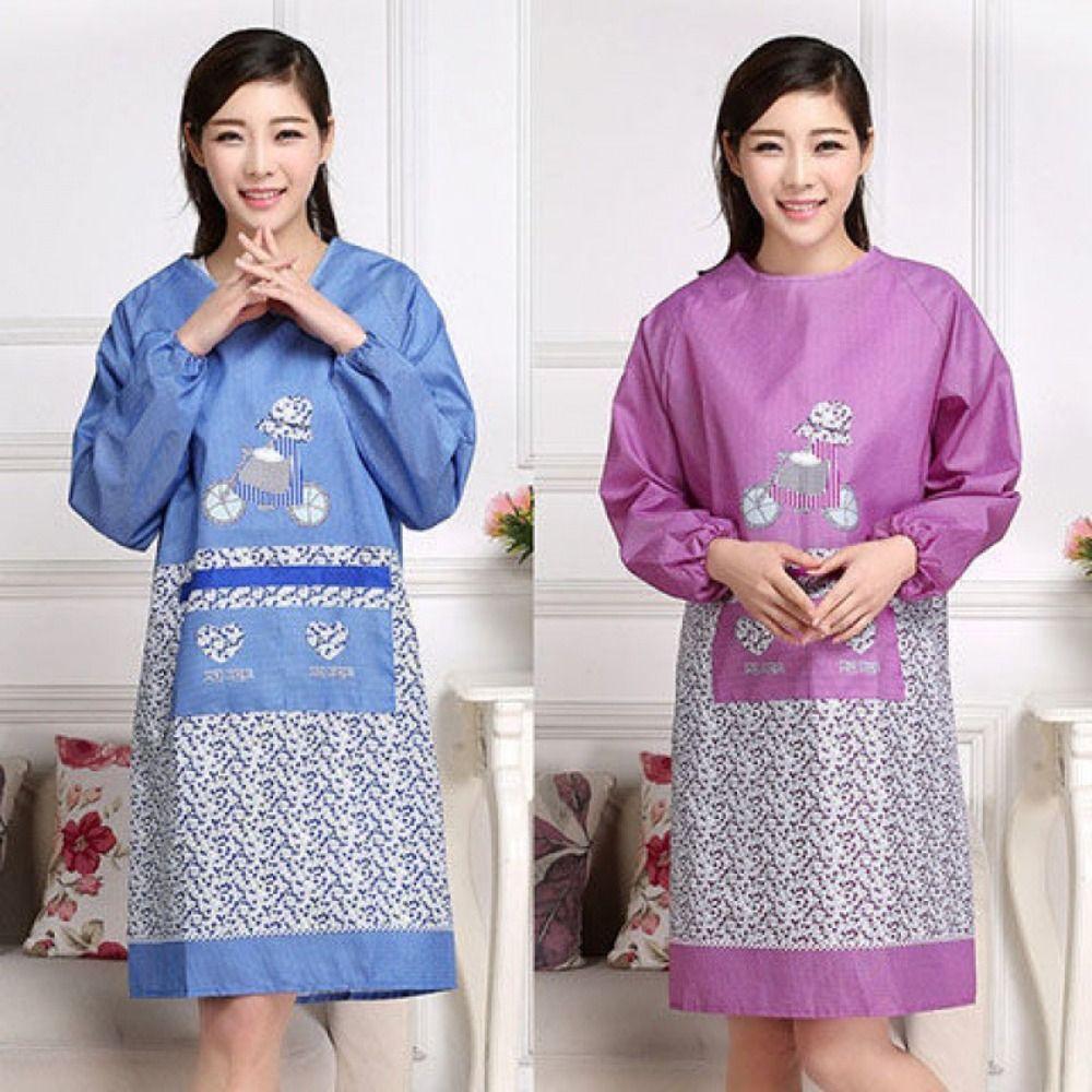Oil-Proof Long Sleeves Cooking Apron Anti-Dust Cooking Cover Clothing Kitchen Apron Restaurant