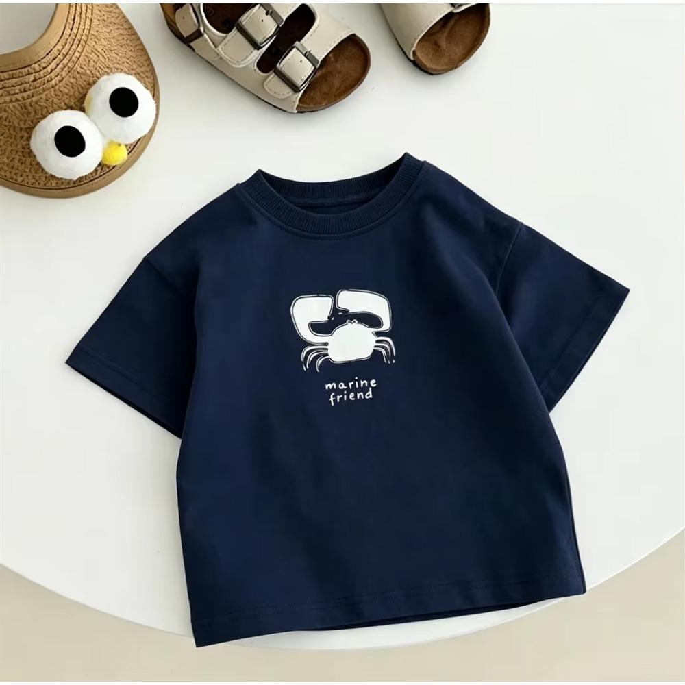 Children's Crew-neck Cotton T-shirt - Spring/Summer Boys/Girls Soft and Comfortable Casual Top