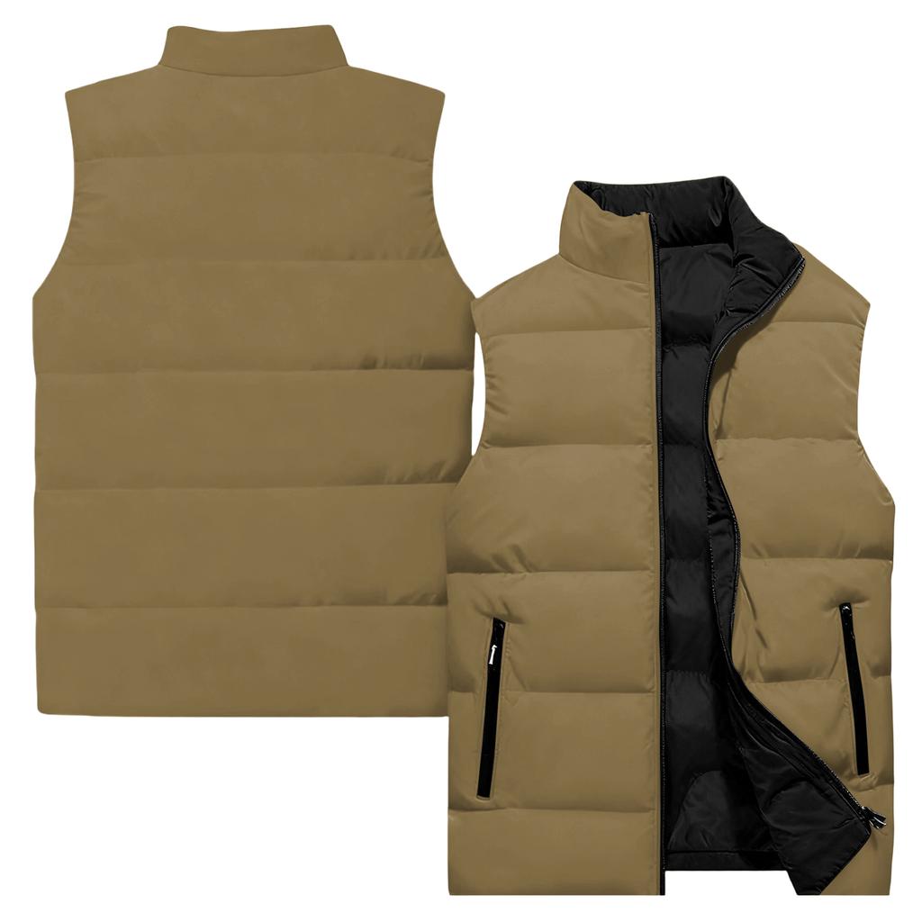 Men's Casual And Fashionable Sleeveless Vest, Solid-color Printed Cotton Jacket
