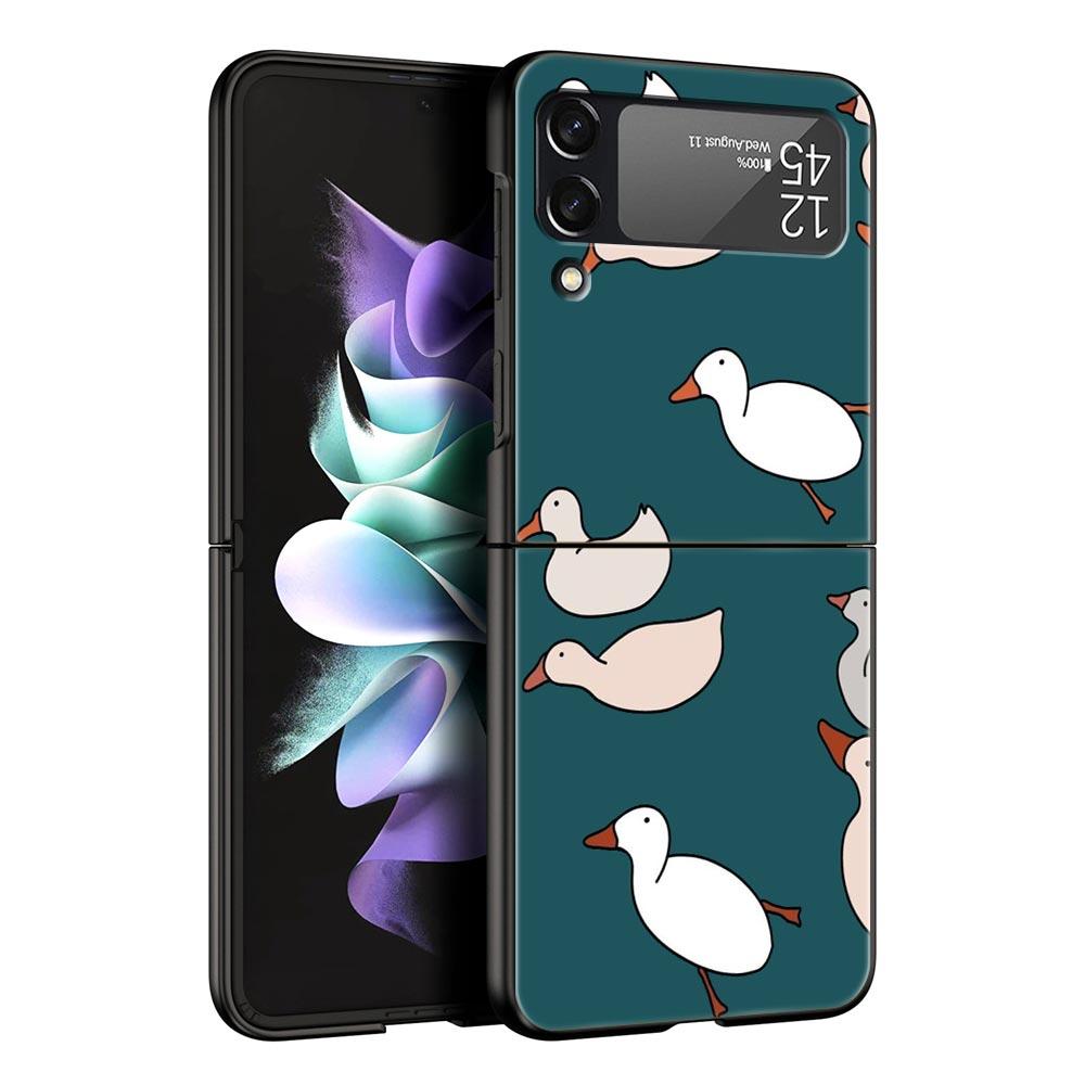 Чехол для телефона Samsung Galaxy Z Flip 3 4 5 Жесткий Черный Складной ПК Для Samsung Z Flip3 Защитный Корпус Мультяшная Утка Гусь Игра