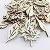 50pcs Unfinished Blank Leaf Wood Tag Pendants Antique Wooden Cutouts Hanging Ornament Hollow Wooden Slices For DIY Craft Making