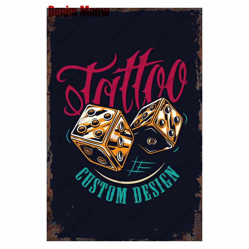 Студия винтажной татуировки, металлическая жестяная вывеска, красивая девушка, металлическая табличка, татуировка красивая девушка, ретро-декор стен, декор комнаты, WY36