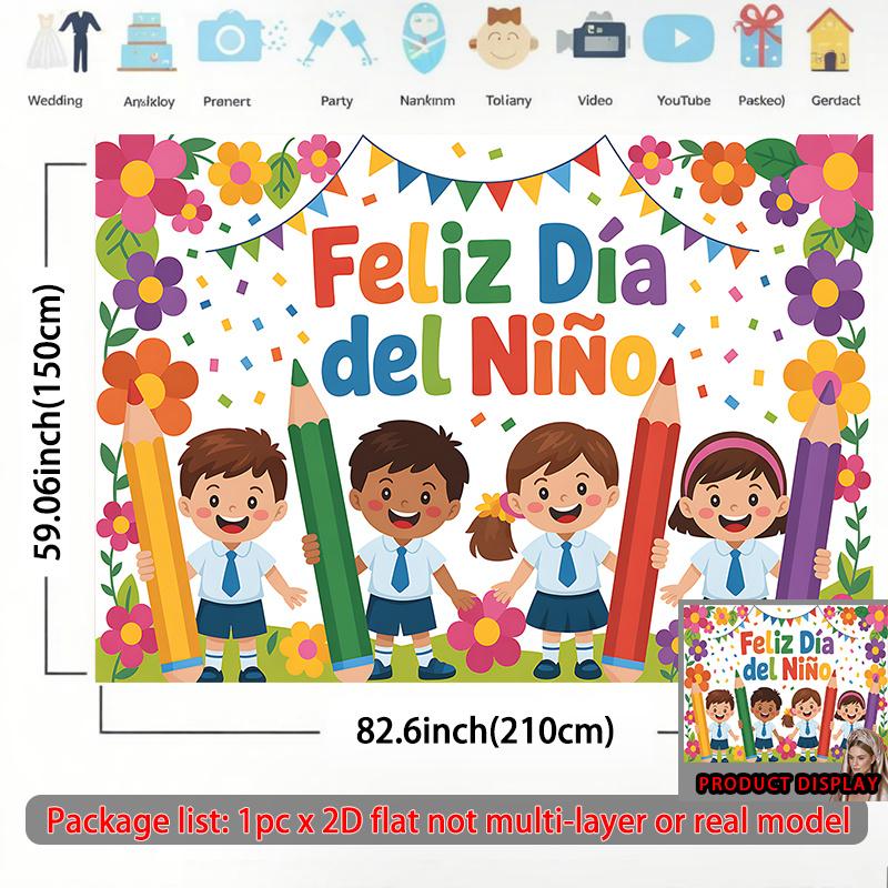 2D plane, 1 2D banner, durable background fabric for children's festival greeting cards, suitable for classrooms.