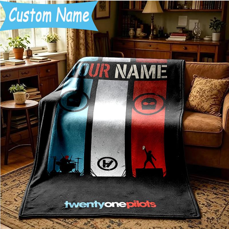Custom Name Twenty One Pilots Music Evolution Blanket Bedding Blanket for Women Men, Soft Throw Blankets for Couch,Bed, picnic, Christmas gifts