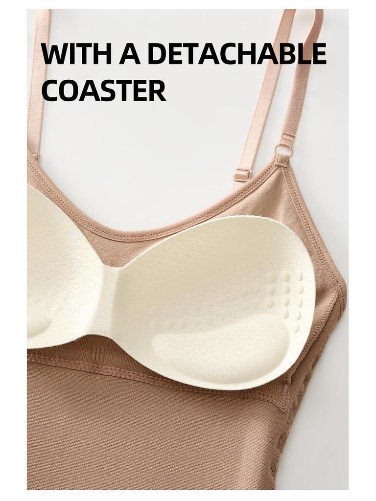 Боди с бретелями для коррекции фигуры с подкладками для груди - Поддержка груди, Контроль живота, Подтяжка бедер, Двубортное, Треугольная ластовица с открытым промежностью.