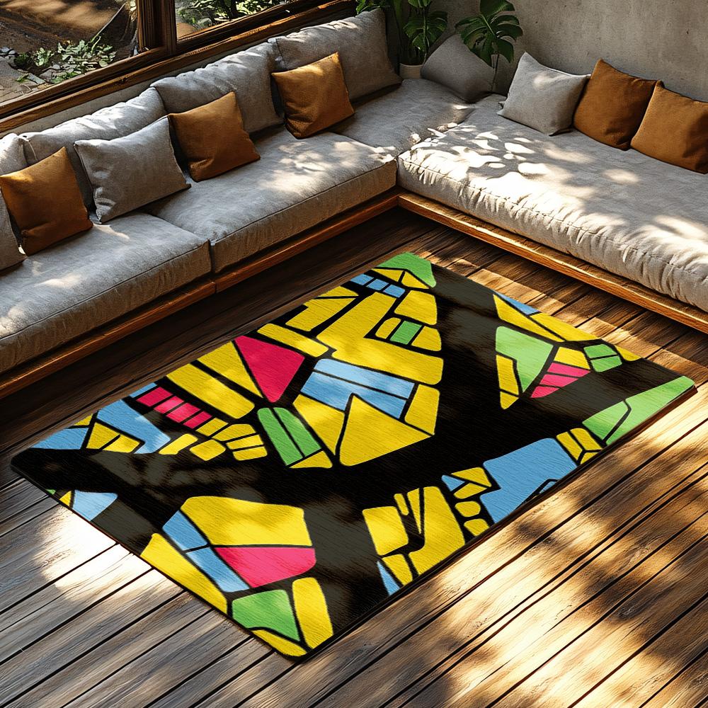 Unique Area Rug Modern Abstract Geometric Pattern Floor Mat Living Room Decor Home Carpet Non-Slip Indoor Outdoor Rug Gift