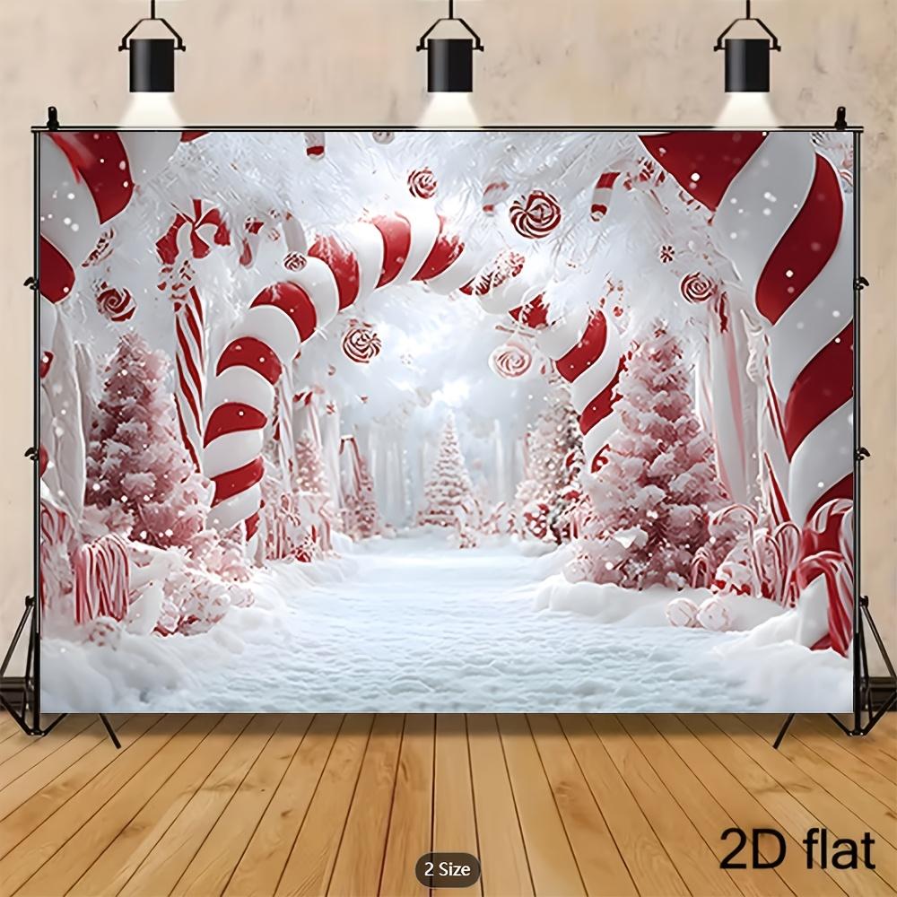 Christmas candy candle forest background tapestry, 2D flat-printed winter festival wall decoration