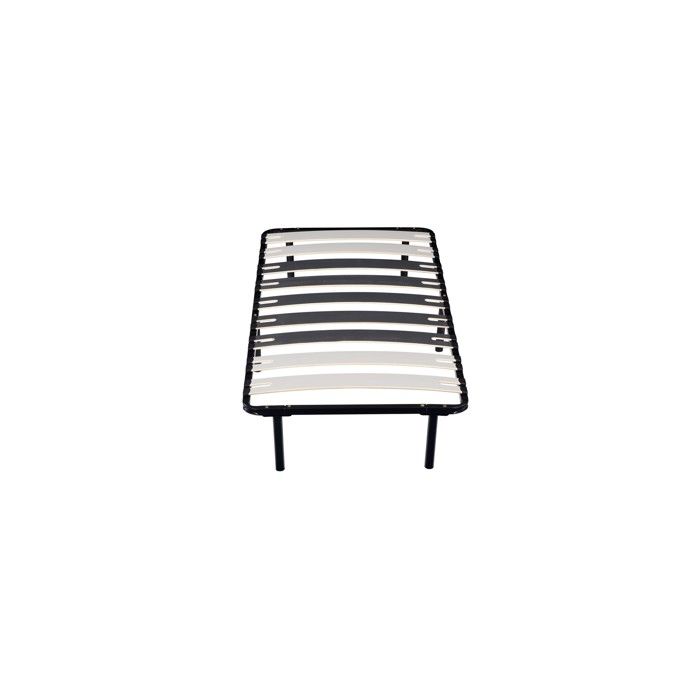 Patrick - Solid and Comfortable Bed Base Frame with Slats Feet 90x190 X 29 Cm In Metal - 9 Wide Slats of 12.5 Cm