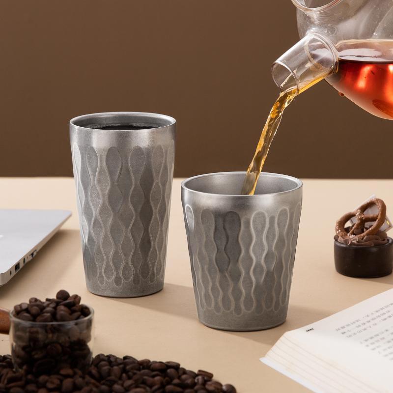 Shangqi Винтажная Двухслойная Кофейная и Водяная Кружка из Нержавеющей Стали 304