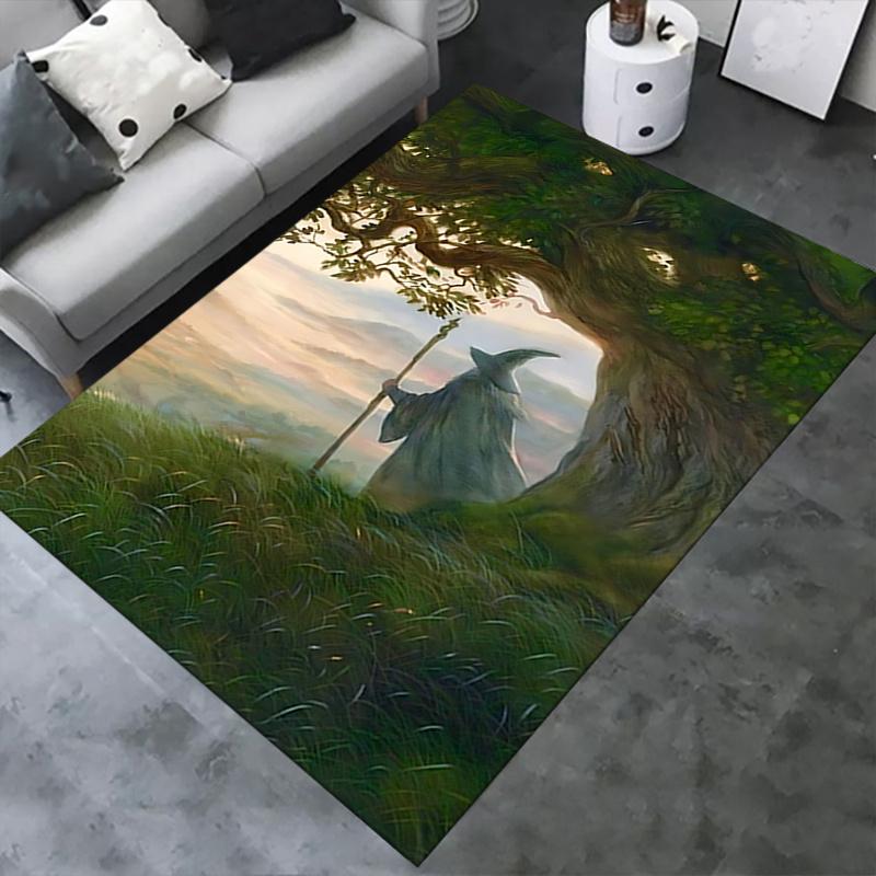 Wizard,Lord of the Rings Polyester Office Carpet Chair Mats, Home Decor Dormitory Floor Protector with Anti-Skid Backing, Large Area Coverag