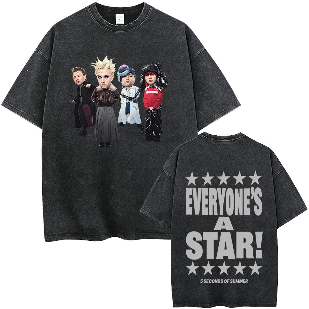 Washed Vintage 5 Seconds of Summer Everyones A Star World Tour 2026 Tshirt Men Women Clothing Pop Punk Rock Acid Wash T Shirts