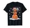 Basketball Snowman Player Santa Hat Christmas Unisex Black T-Shirt