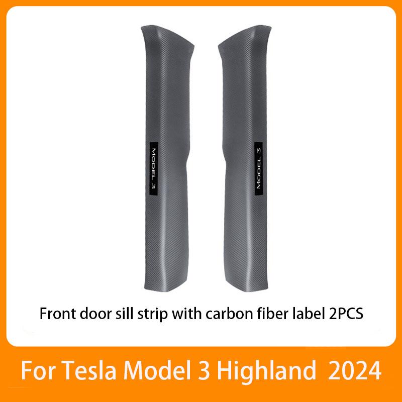 For Tesla Model 3 Highland 2024 ABS Front Rear Door Sill Protective Pad Cover Guards Threshold Bumper Strip Sill Car Accessorie