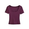 U-neck short-sleeved T-shirt women's summer new American Spice Girl style solid color slim-fitting and thin bottoming top