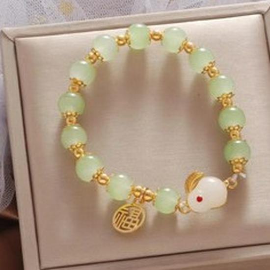 Браслет «Нефритовый кролик» 2025 г.: Бисерный аксессуар «Год Кролика» для женщин, девочек и мальчиков