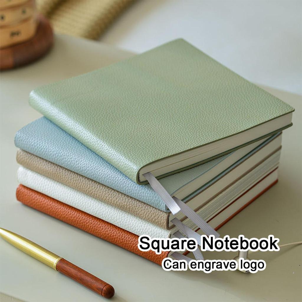Thickened Leather Square Notebook, Handbook, Student Diary, Girl's Notepad, Travel Journal, Blank/grid Inner Pages, 100 Sheets 200 Pages