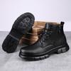 Боковая молния мужская обувь для ходьбы на открытом воздухе осень-зима высокие ботинки усиленные универсальные повседневные теплые плюшевые меховые мотоциклетные ботинки
