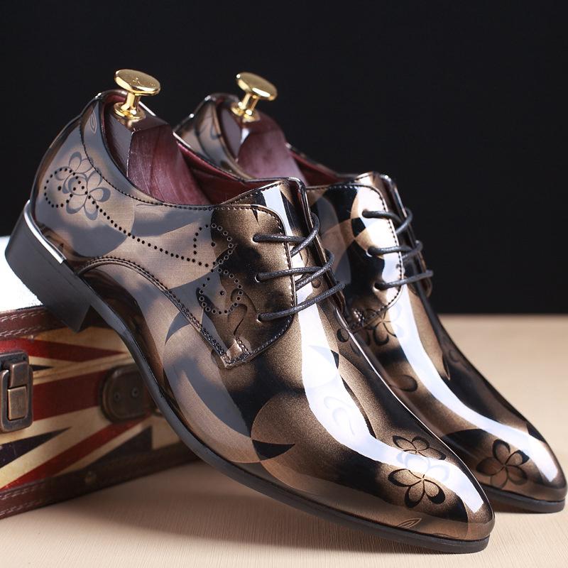 Man Formal Shoes Men Floral Pattern Leather Luxury Fashion Groom Wedding Men Oxford Dress Office Dress Brand High Quality
