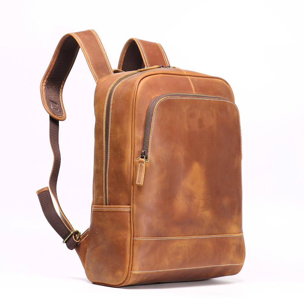 Винтажный мужской кожаный рюкзак Crazy Horse, роскошный модный дорожный рюкзак большой емкости, школьная сумка в стиле колледжа, сумка для ноутбука