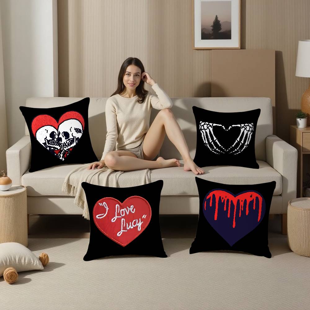 Home Decor Heart themed Decorative Pillows with Unique Designs Pattern Cushion Cover Suitable for Sofa Bedroom Car Pillow Cover