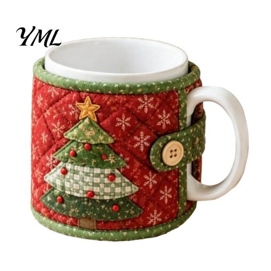 Christmas Sewing Kit for Beginners Quilted Mug Cozy Kit, DIY Holiday Fabric Craft with Festive Themed Kits Patterns, Sleeve Making Beginners, Handmade