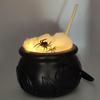 Halloween Witch Candy Pot Halloween Stirring Black Candy Bucket Stirring Stick Design Witch Candy Jar For Porch Front Door