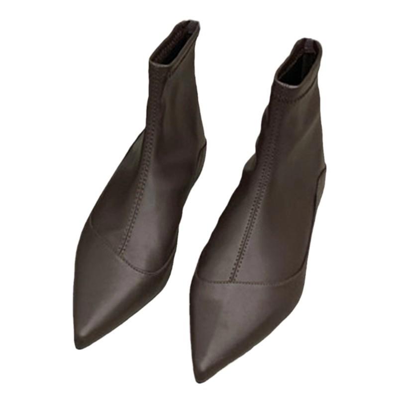 Модные ботильоны на внутренней платформе 2025 новая строчка простые остроносые и ботильоны на щиколотке плоские короткие ботинки женские тонкие ботинки