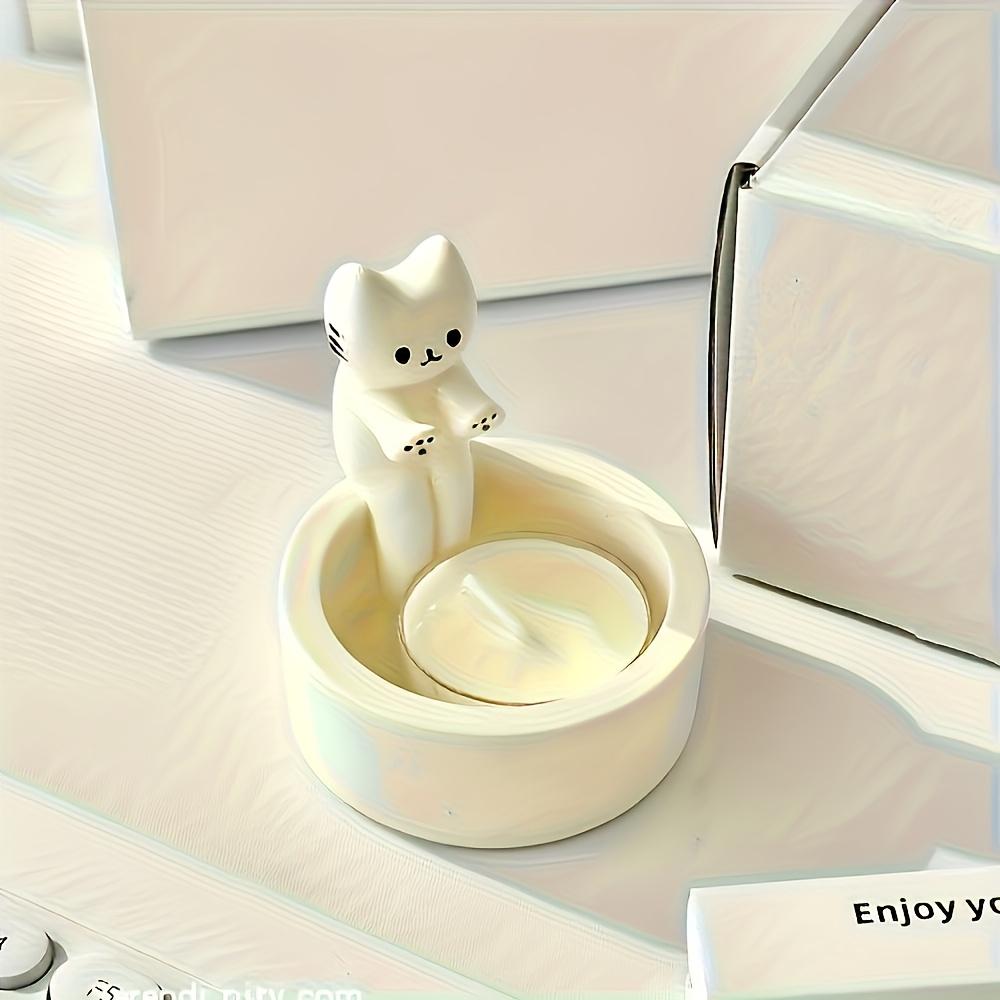 1 шт. Керамический подсвечник в виде котенка WhimsyCat - Энкаустическая отделка, настольный декор на животную тематику для Рождества, Хэллоуина, Пасхи, Дня благодарения, Дня святого Валентина