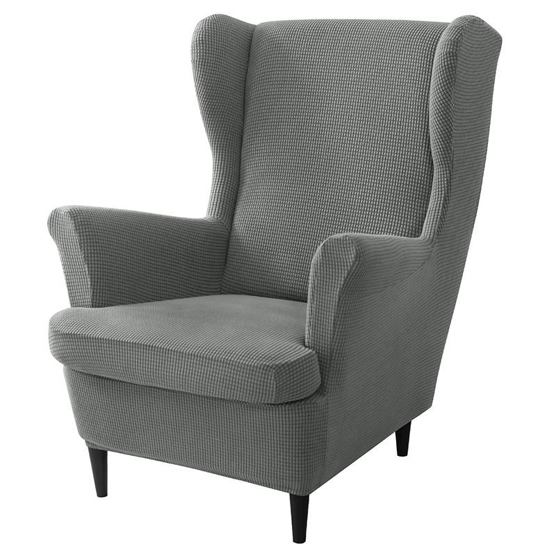 3 Piece Stretch Wingback Chair Slipcover Set With Ottoman And Cushion Cover High Back Armchair Protector