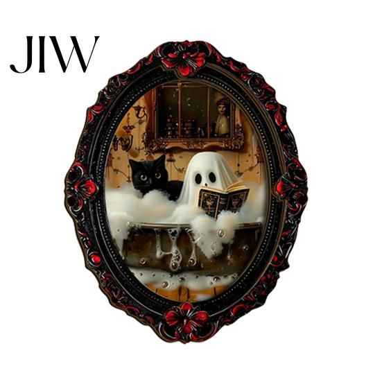 Scratch Resistant Fridge Decor Halloween Ghost Refrigerator Magnet, Retro Gothic Magnets, Oval Picture Frame Magnetic Stickers for Kitchen