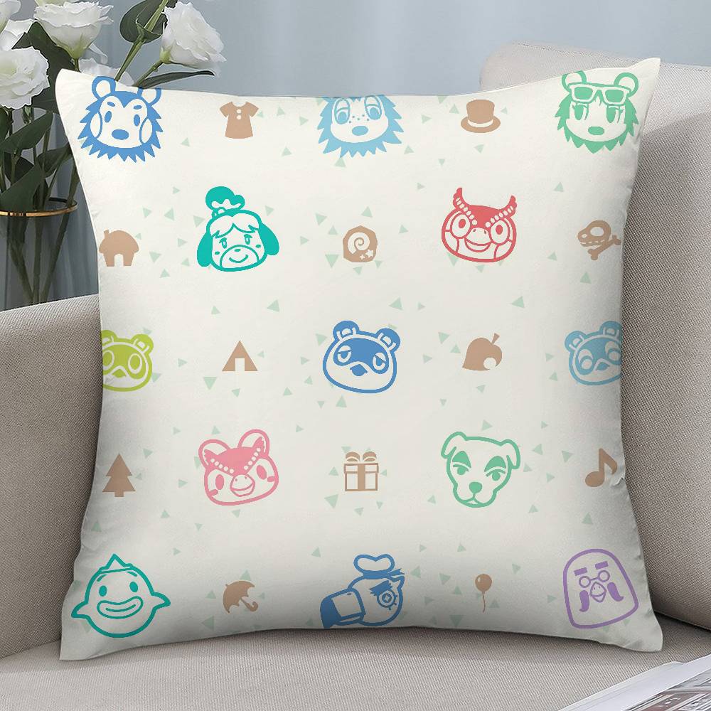 Game Cute A-Animal C-Crossing Pillow Case Short Plush Double-sided Print Square Throw Pillow Covers Sofa Home Cushion Decor