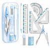 8Pcs Protractor Triangle Ruler Set Students Compass Kit Drafting Compass  School Supplies