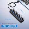 Концентратор USB 3.0 на 7 портов с независимым переключателем и индикатором питания — совместим с MacBook, ноутбуком, Surface Pro, PS4, ПК, внешним жестким диском